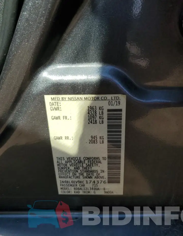 1N4BL4EV9KC174376 Photo# 12