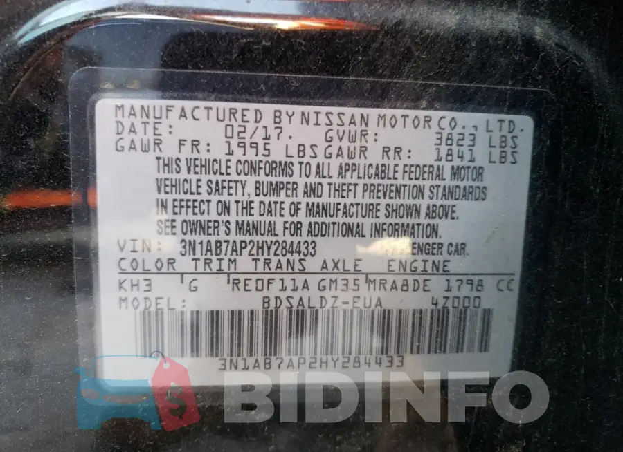 3N1AB7AP2HY284433 Photo# 12