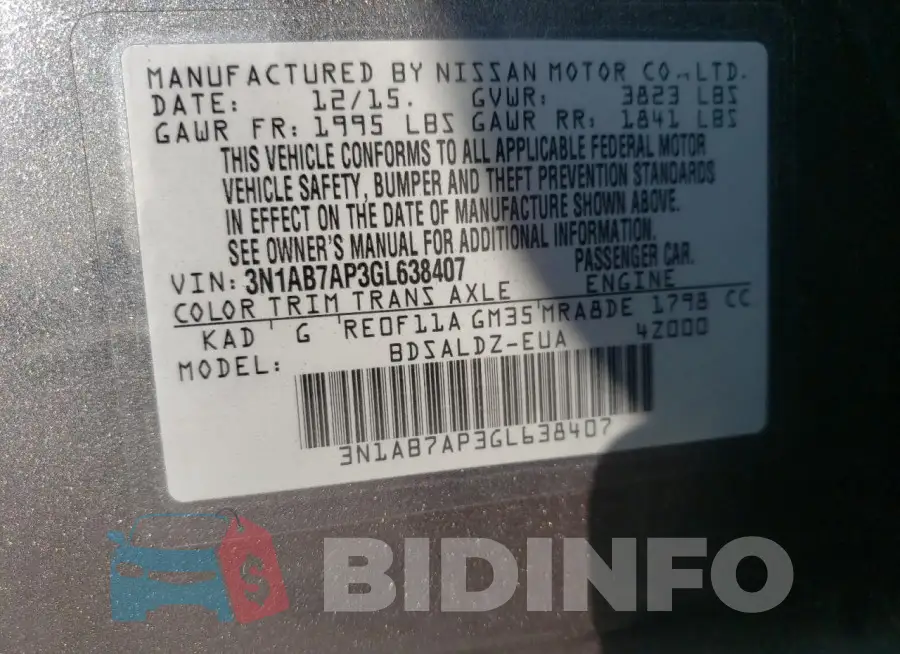 3N1AB7AP3GL638407 Photo# 13
