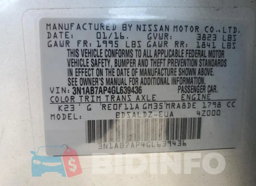 3N1AB7AP4GL639436 Photo# 13