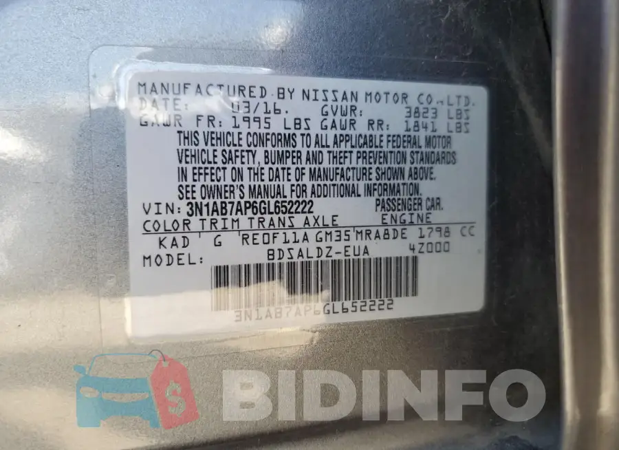 3N1AB7AP6GL652222 Photo# 13