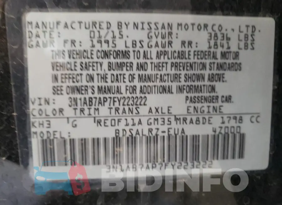 3N1AB7AP7FY223222 Photo# 12