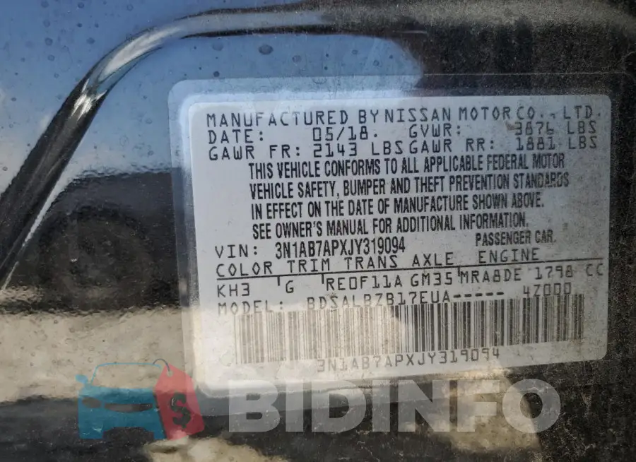 3N1AB7APXJY319094 Photo# 13