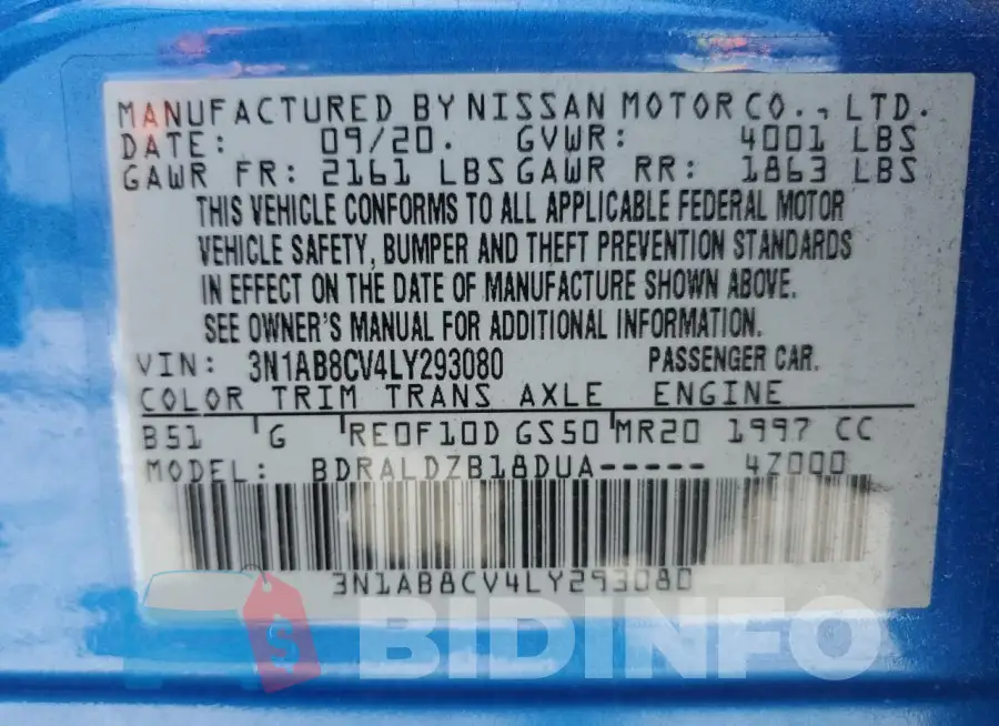 3N1AB8CV4LY293080 Photo# 12