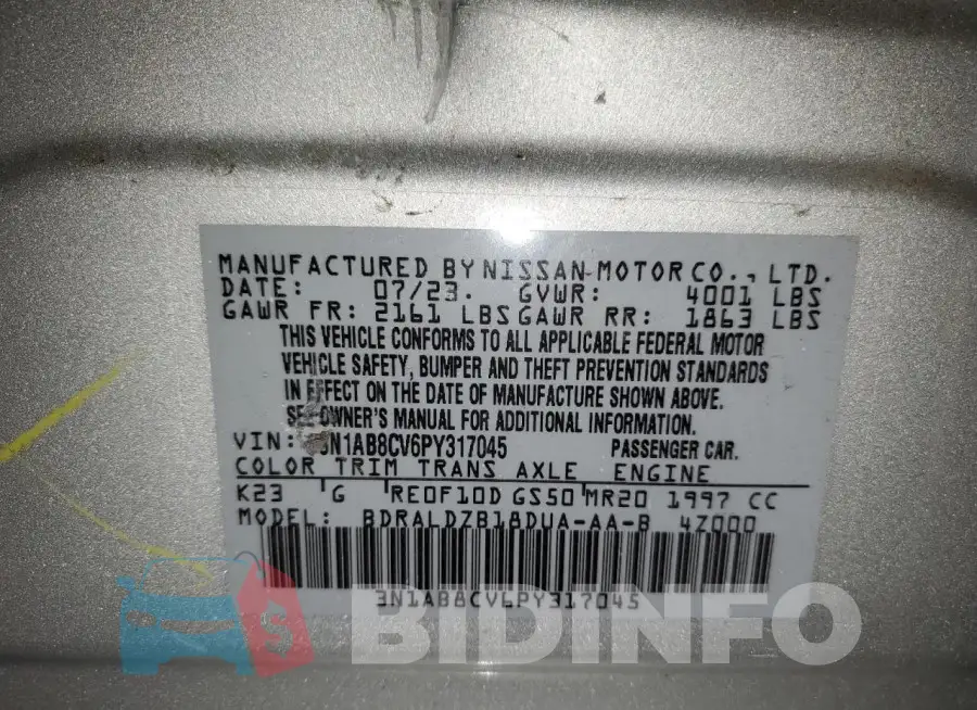 3N1AB8CV6PY317045 Photo# 12