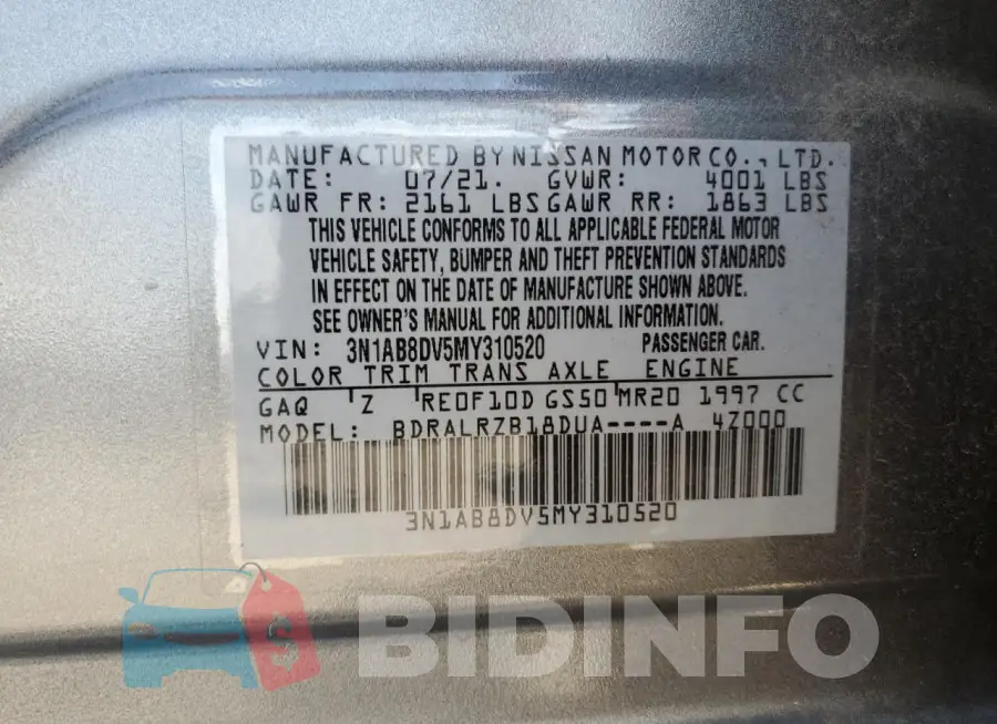 3N1AB8DV5MY310520 Photo# 13