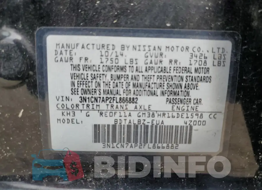 3N1CN7AP2FL866882 Photo# 13