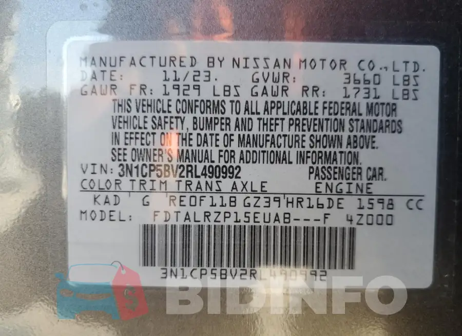 3N1CP5BV2RL490992 Photo# 13