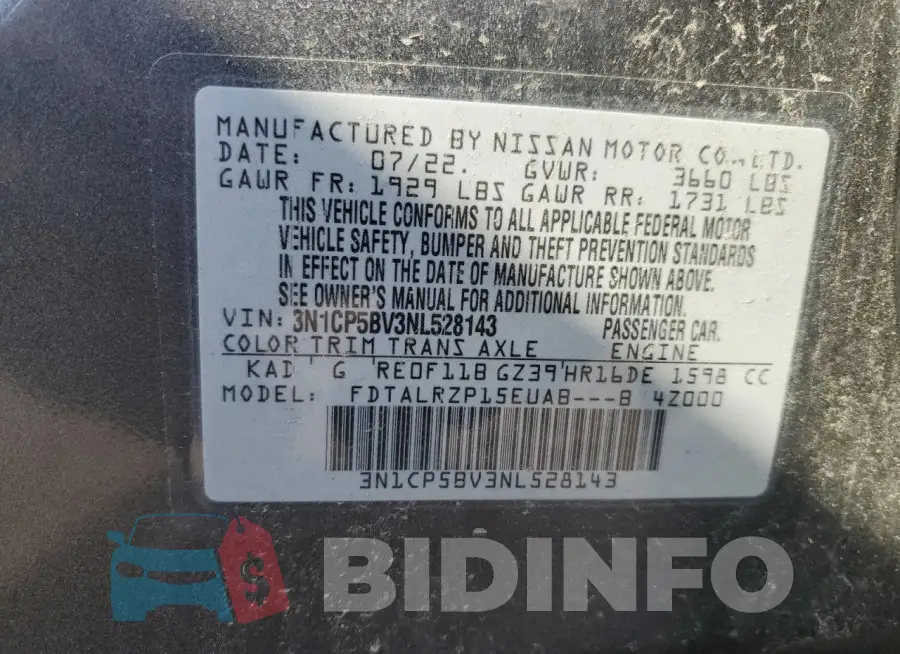3N1CP5BV3NL528143 Photo# 12