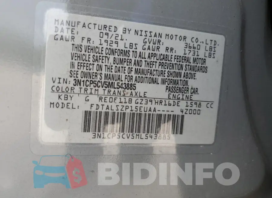 3N1CP5CV5ML543885 Photo# 12