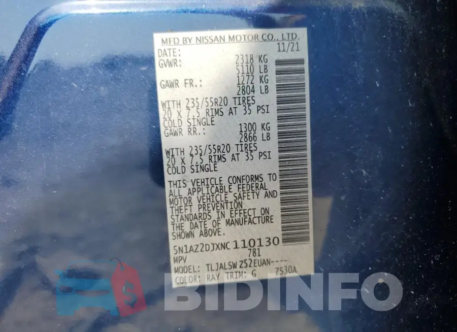 5N1AZ2DJXNC110130 Photo# 12