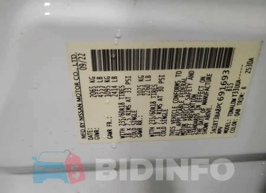 5N1BT3BA8PC691693 Photo# 12
