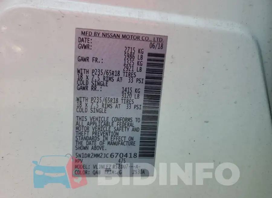 5N1DR2MM2JC670418 Photo# 14