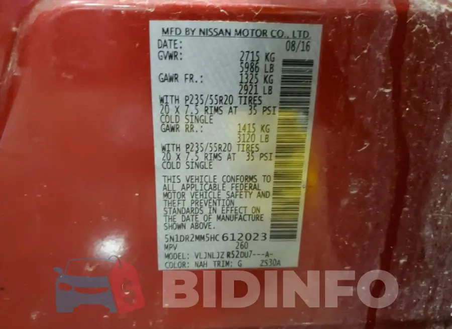 5N1DR2MM5HC612023 Photo# 12