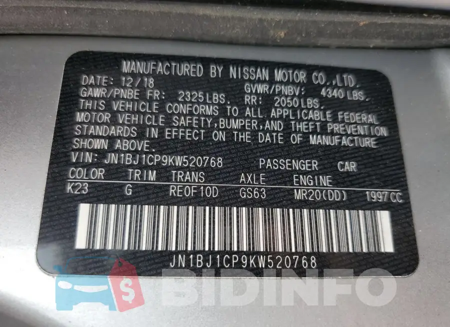JN1BJ1CP9KW520768 Photo# 14