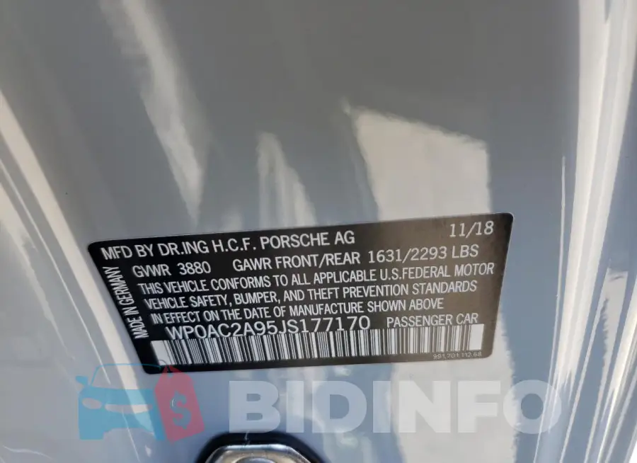 WP0AC2A95JS177170 Photo# 12
