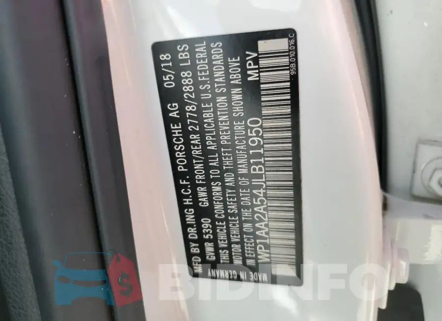 WP1AA2A54JLB11950 Photo# 13