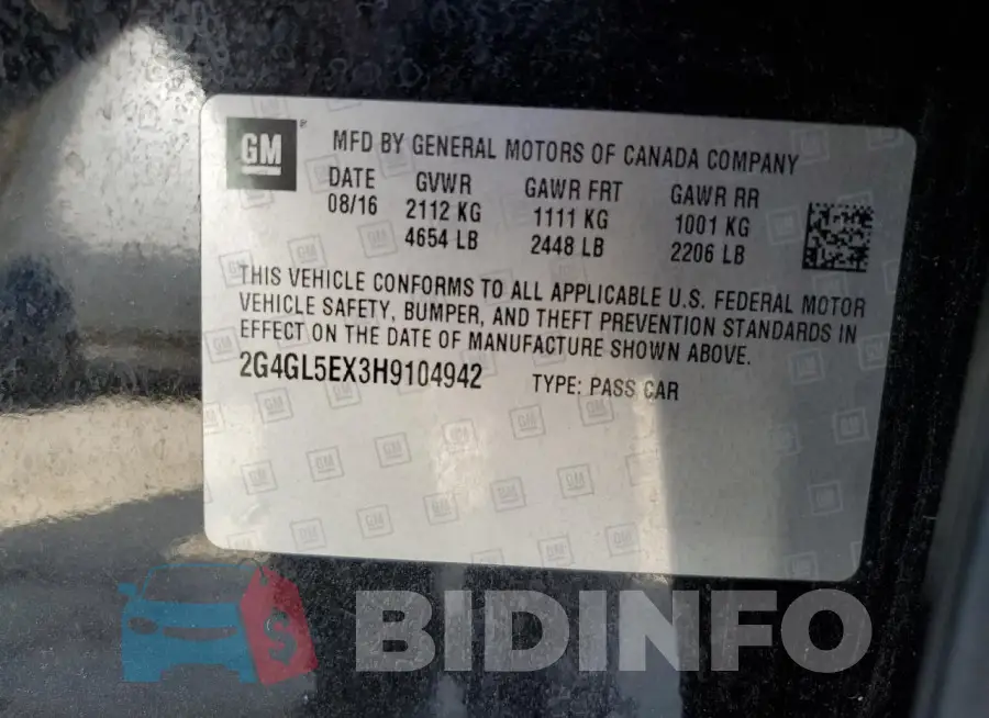 2G4GL5EX3H9104942 Photo# 13