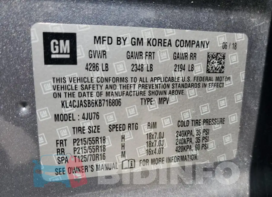 KL4CJASB6KB716806 Photo# 13