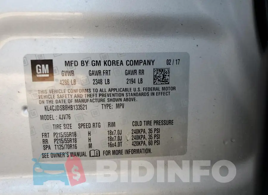 KL4CJDSB8HB133521 Photo# 14