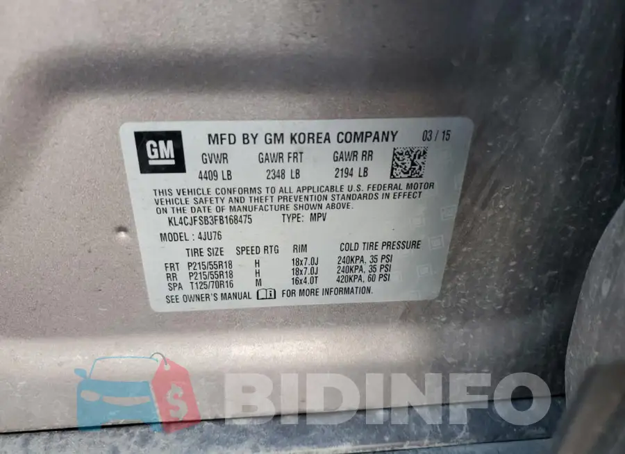 KL4CJFSB3FB168475 Photo# 14