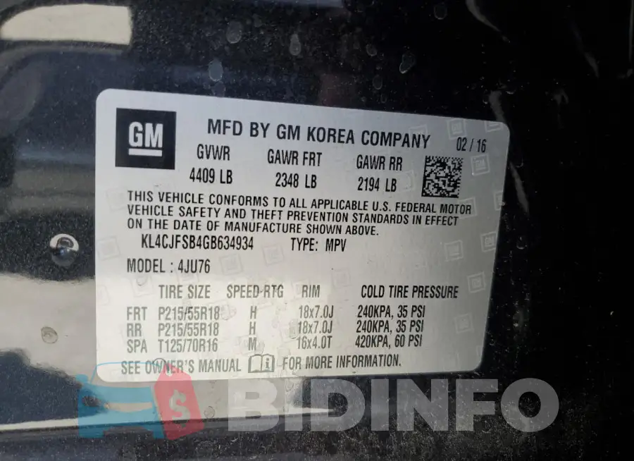 KL4CJFSB4GB634934 Photo# 13