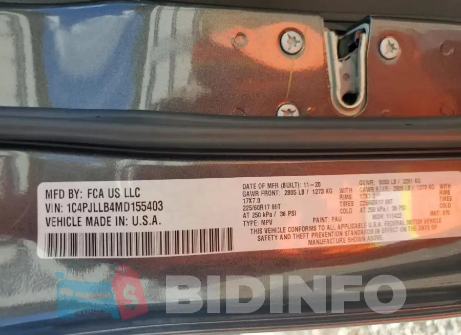 1C4PJLLB4MD155403 Photo# 13