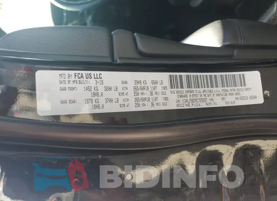 1C4RJFBG7KC725937 Photo# 14