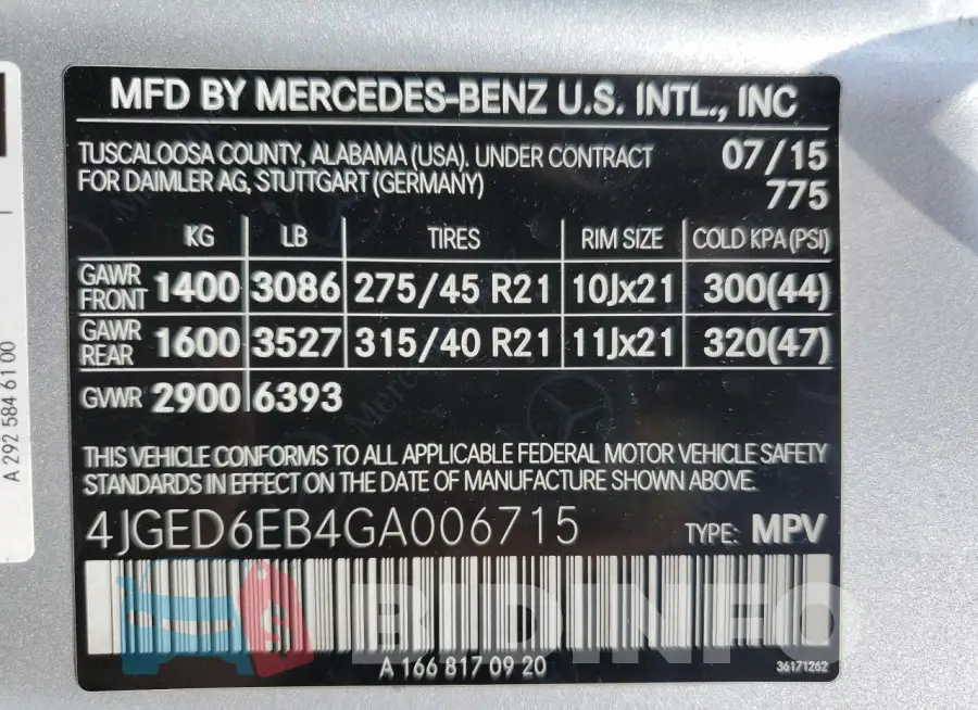 4JGED6EB4GA006715 Photo# 12