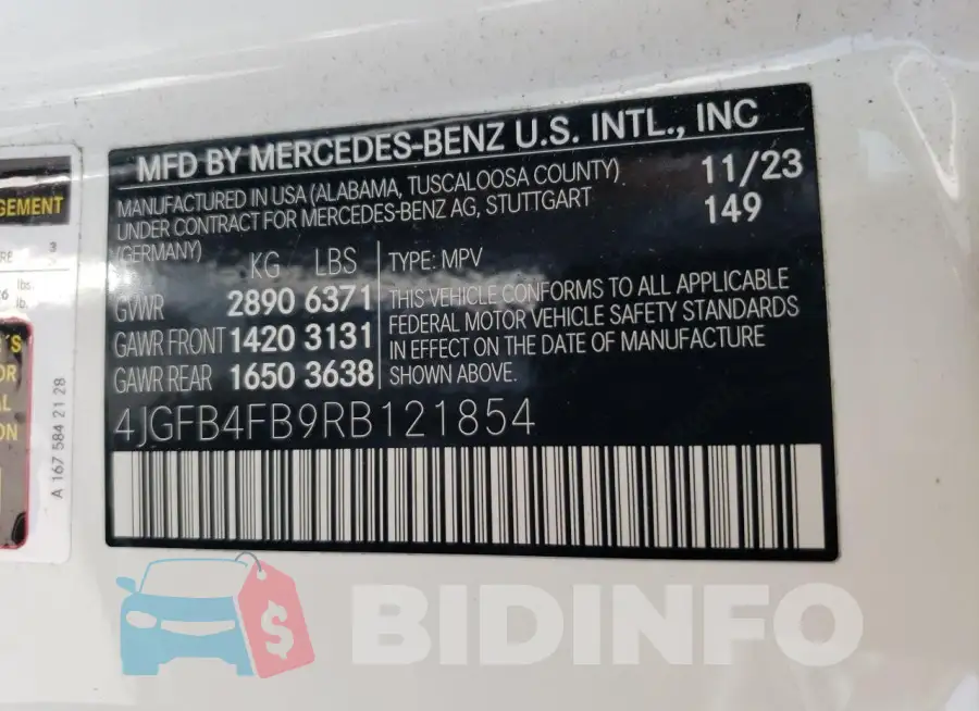 4JGFB4FB9RB121854 Photo# 14