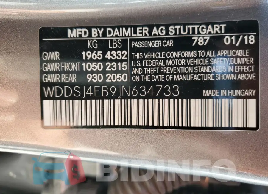 WDDSJ4EB9JN634733 Photo# 12