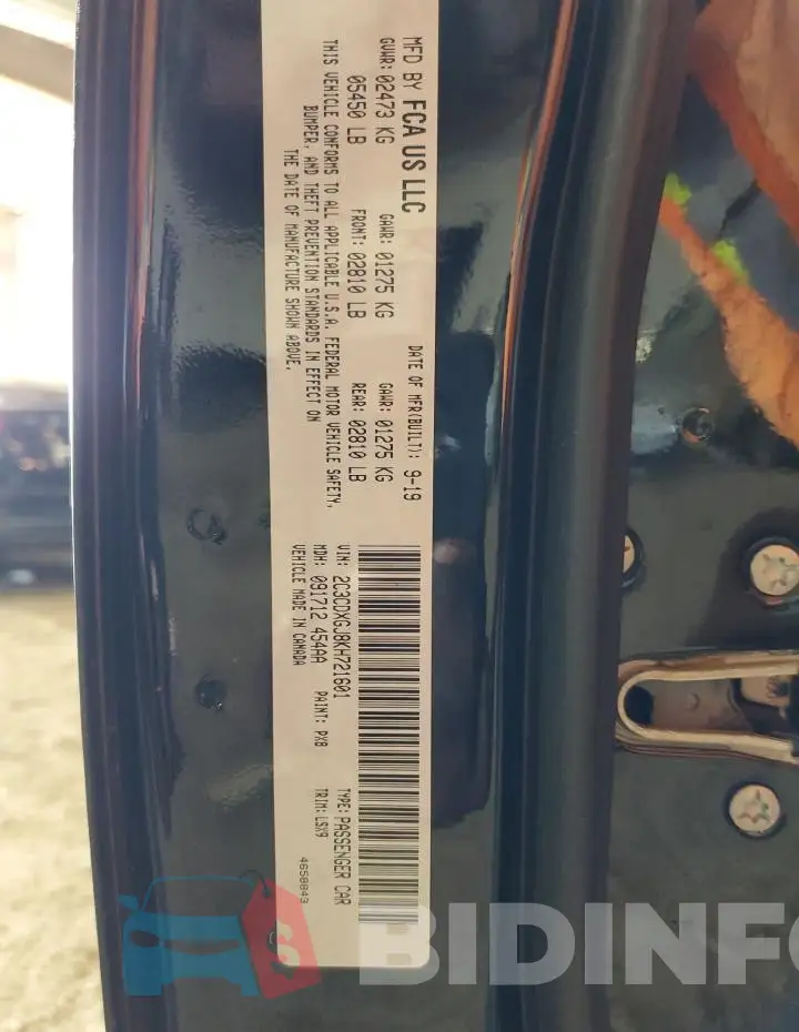 2C3CDXGJ8KH721601 Photo# 12