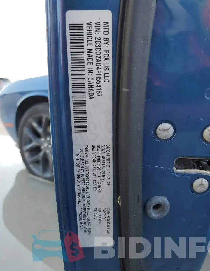 2C3CDZAG4PH554167 Photo# 13