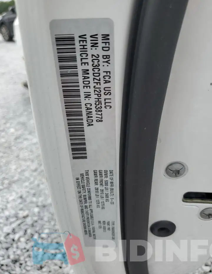 2C3CDZFJ2PH538778 Photo# 12
