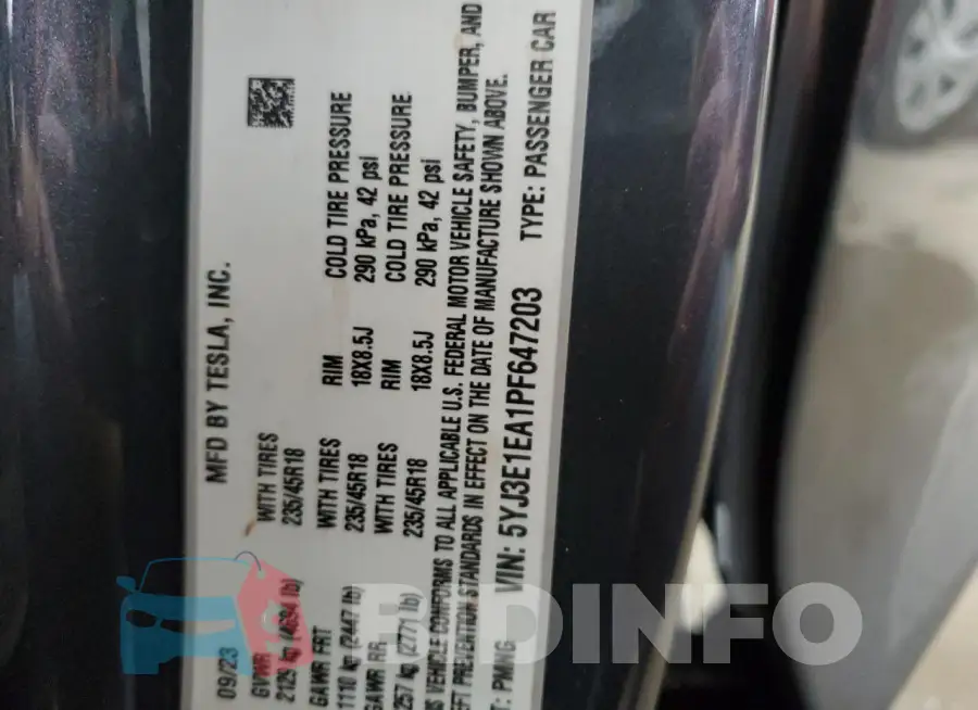 5YJ3E1EA1PF647203 Photo# 12