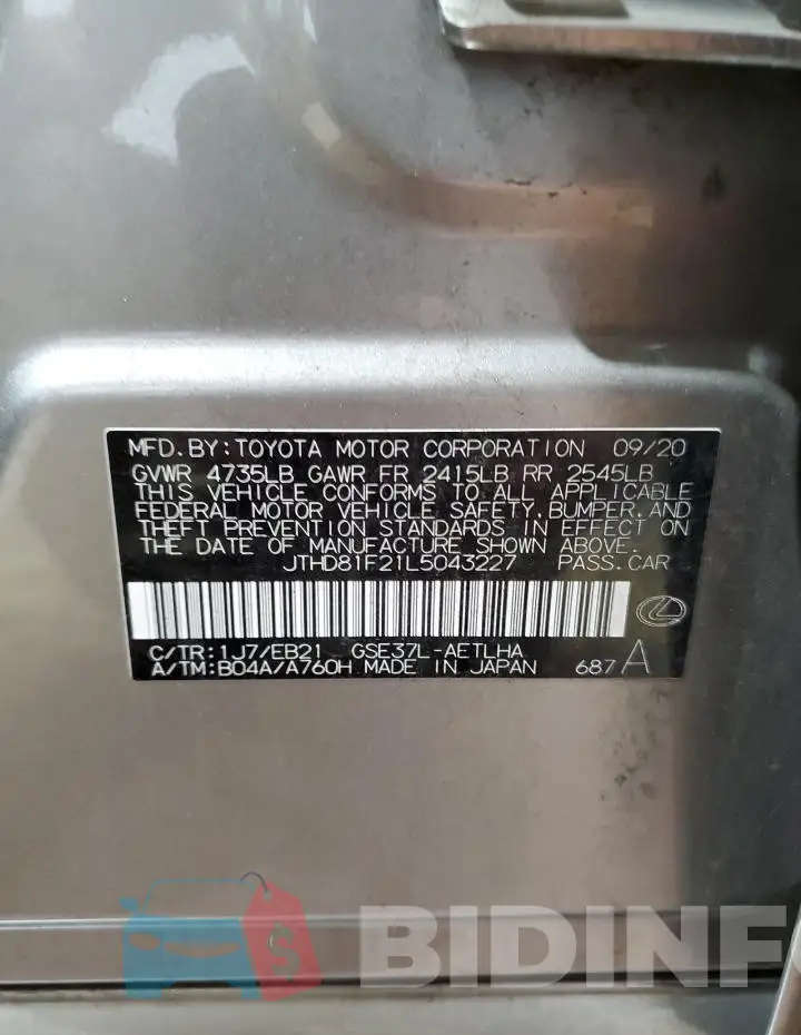 JTHD81F21L5043227 Photo# 13
