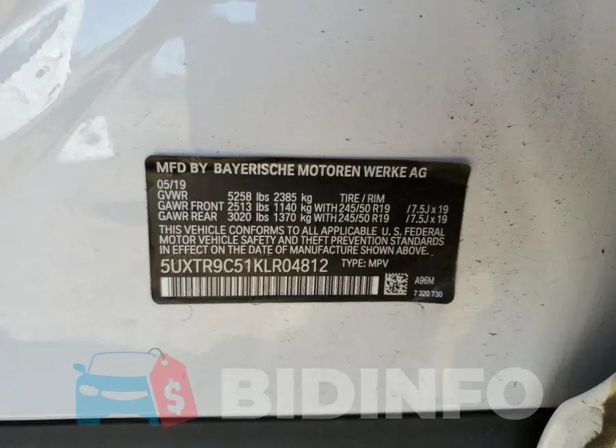 5UXTR9C51KLR04812 Photo# 13
