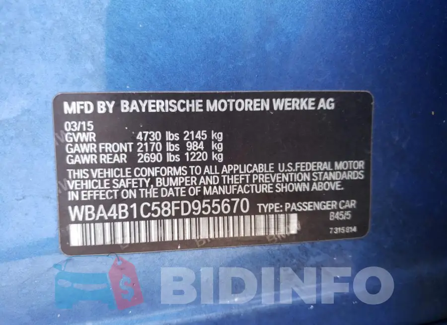 WBA4B1C58FD955670 Photo# 13