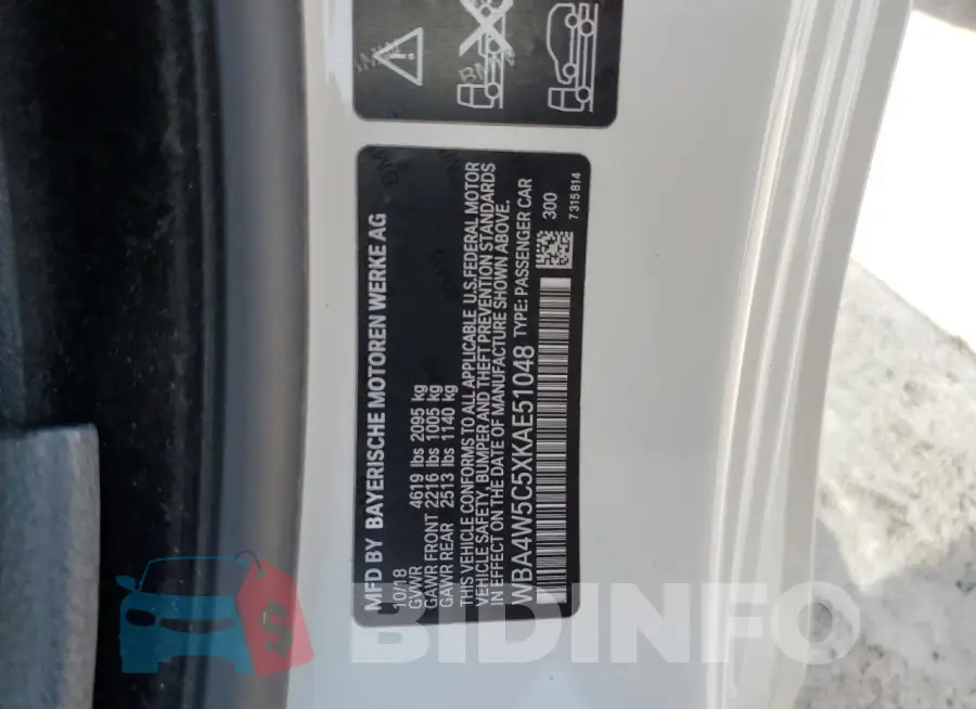 WBA4W5C5XKAE51048 Photo# 12