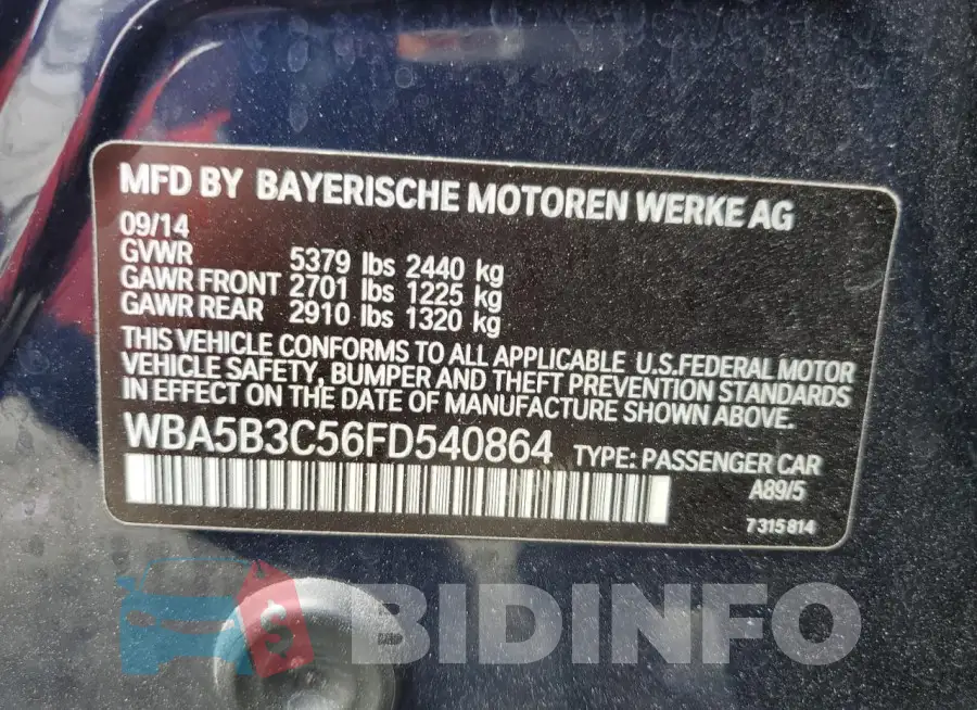 WBA5B3C56FD540864 Photo# 13