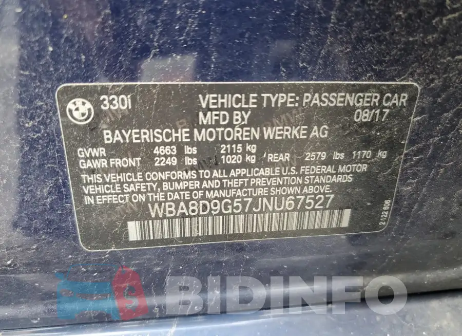 WBA8D9G57JNU67527 Photo# 12