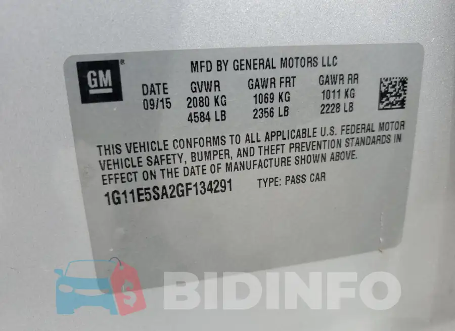 1G11E5SA2GF134291 Photo# 12