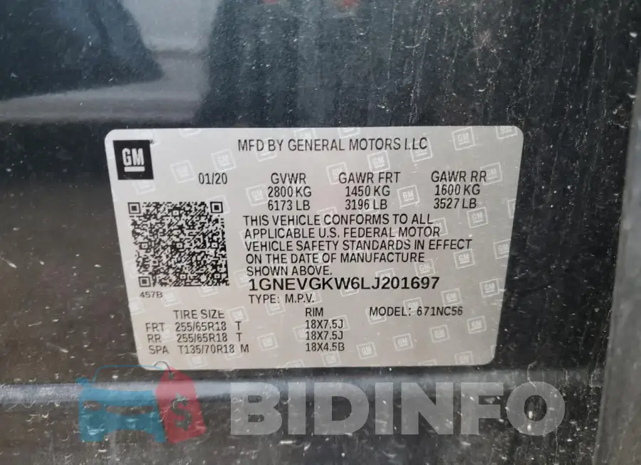 1GNEVGKW6LJ201697 Photo# 10