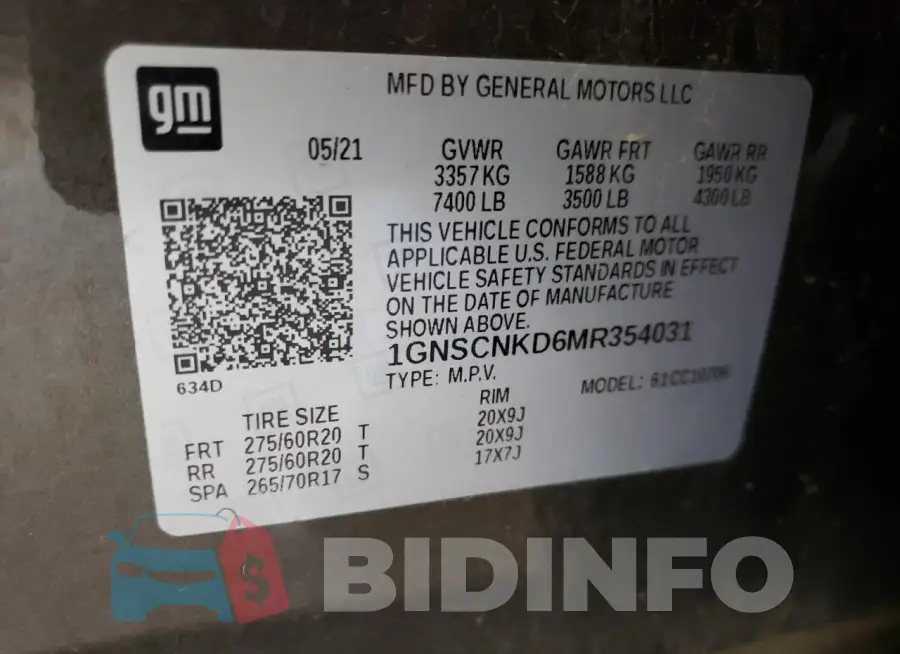 1GNSCNKD6MR354031 Photo# 13