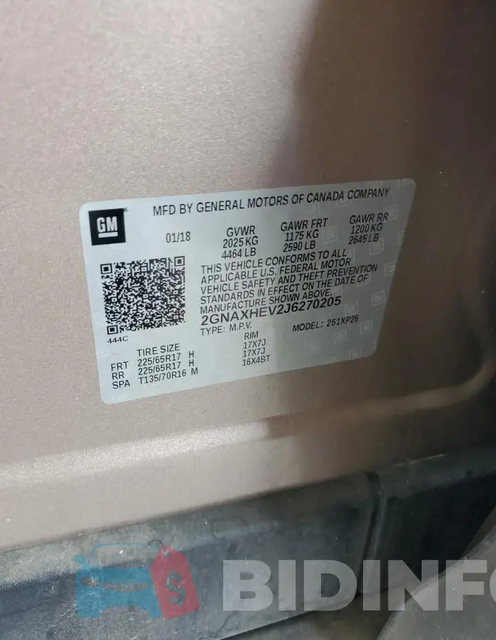 2GNAXHEV2J6270205 Photo# 13