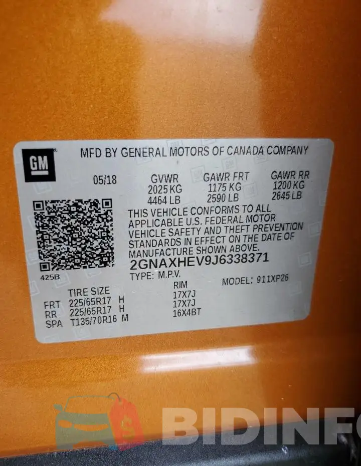 2GNAXHEV9J6338371 Photo# 13