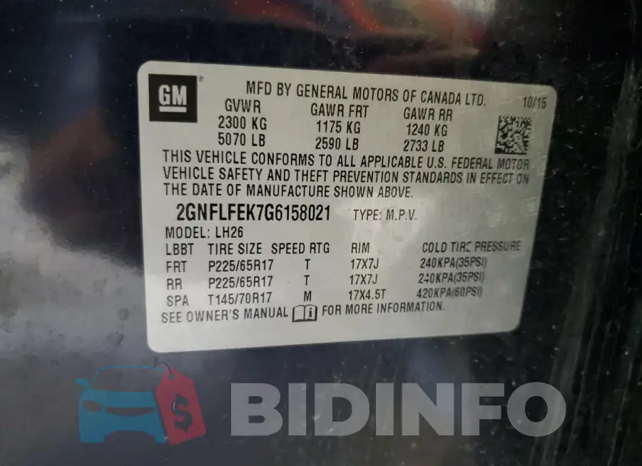 2GNFLFEK7G6158021 Photo# 13