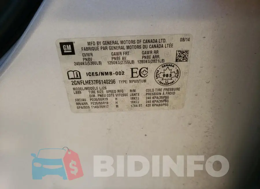 2GNFLHE37F6140296 Photo# 13
