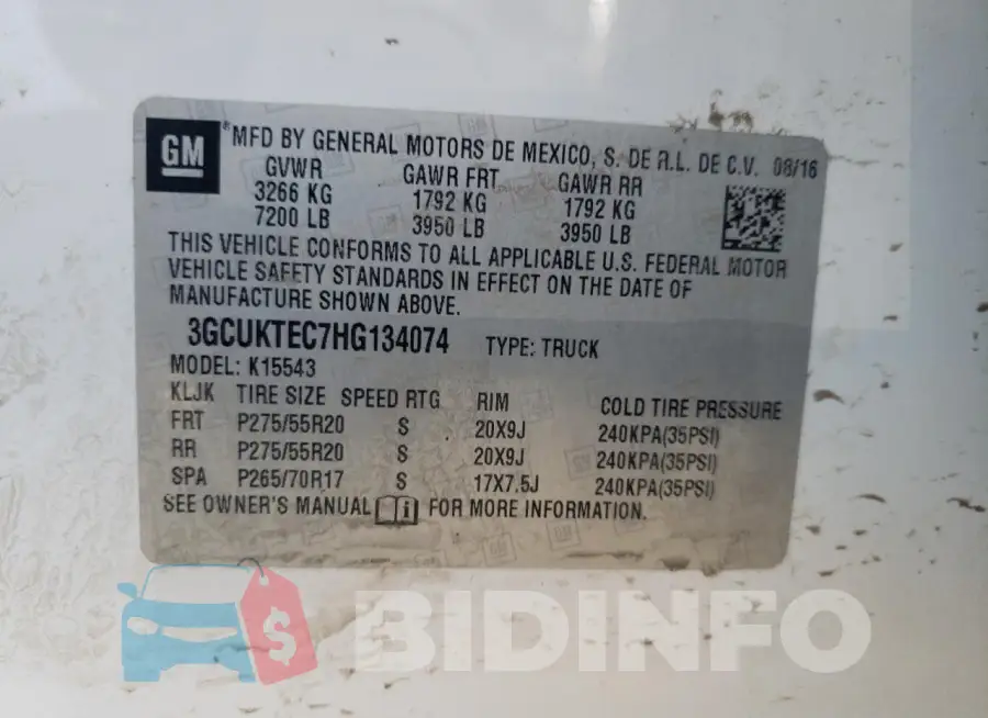 3GCUKTEC7HG134074 Photo# 12