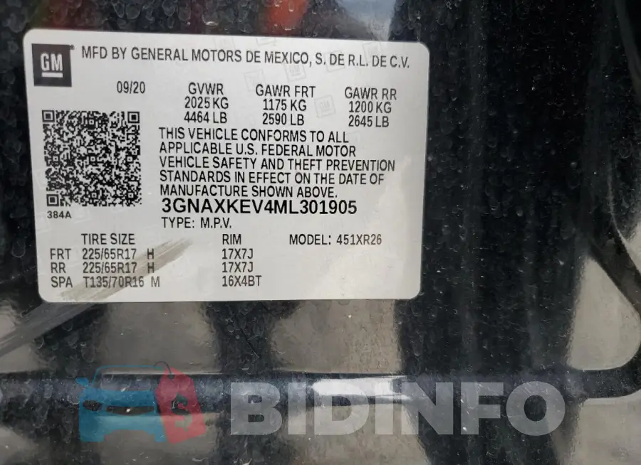 3GNAXKEV4ML301905 Photo# 13